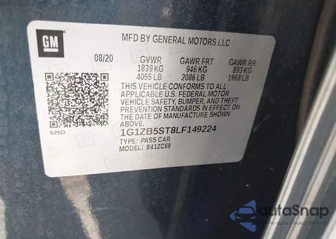 2020 Chevrolet Malibu Fwd Ls from USA, damaged, VIN 1G1ZB5ST8LF149224